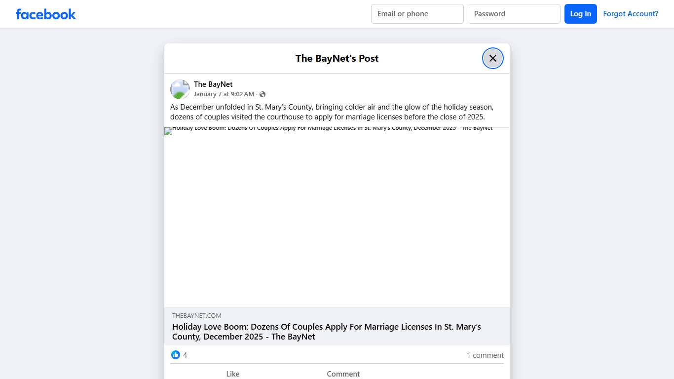 The BayNet - As December unfolded in St. Mary’s County,... Facebook